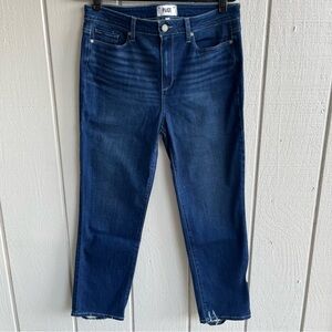 Paige Jacqueline Straight Leg Stretch Jeans Zinna Medium Wash Torn Back Size 32